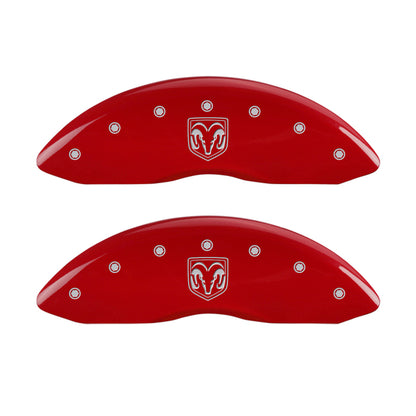 MGP 4 Caliper Covers Engraved Front RAM Engraved Rear RAMHEAD Red finish silver ch - eliteracefab.com