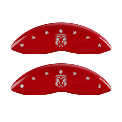 MGP 4 Caliper Covers Engraved Front RAM Engraved Rear RAMHEAD Red finish silver ch MGP