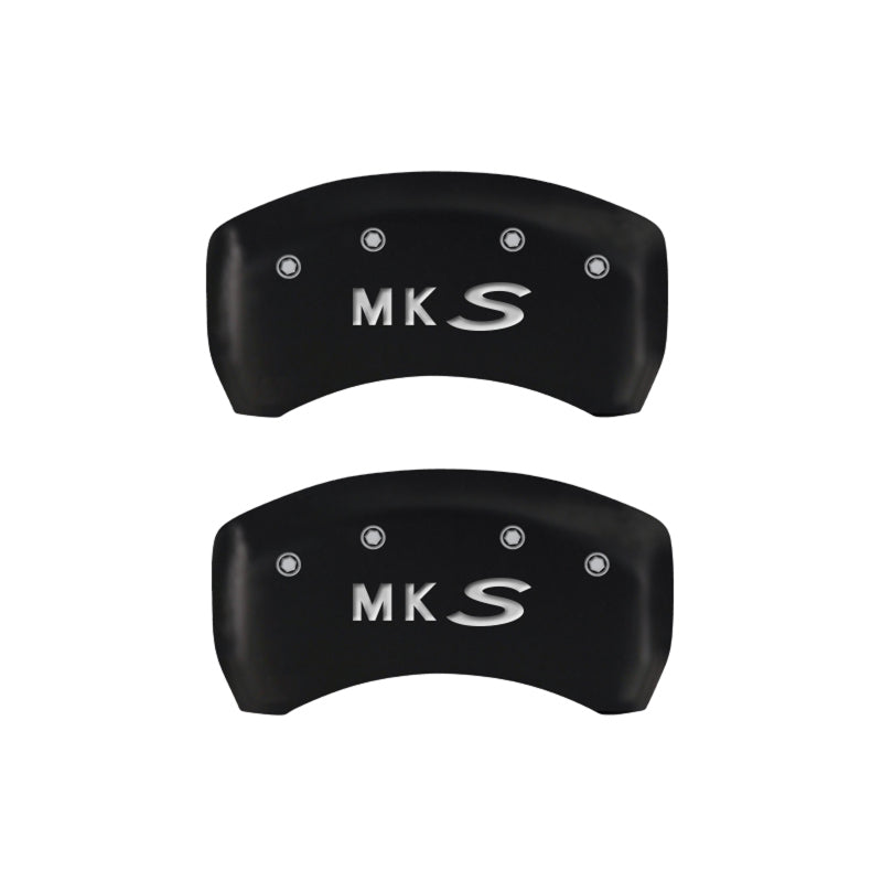 MGP 4 Caliper Covers Engraved Front Lincoln Engraved Rear MKS Red finish silver ch MGP