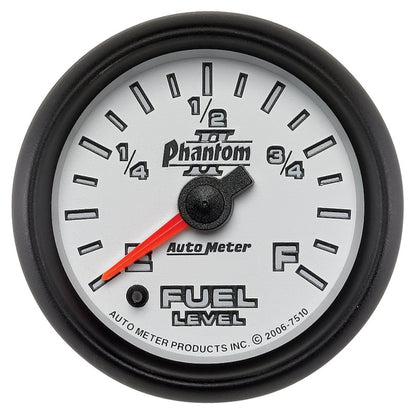 Autometer Phantom II 52mm Full Sweep Electronic 0-280 ohm Fuel Level Programmable E-F Range Gauge 7510