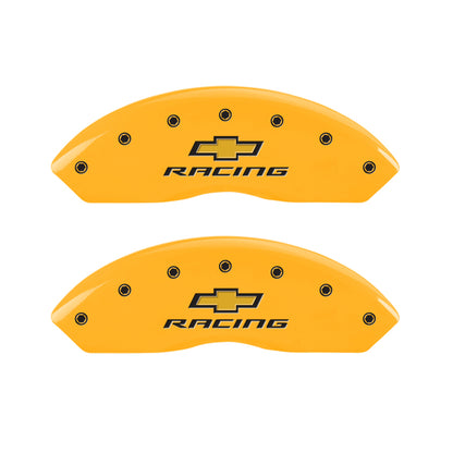 MGP 4 Caliper Covers Engraved F & R Chevy Racing Yellow Finish Black Char 1988 Chevrolet Corvette MGP