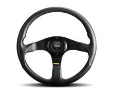 Load image into Gallery viewer, Momo Tuner Steering Wheel 320 mm - Black Leather/Red Stitch/Black Spokes - eliteracefab.com