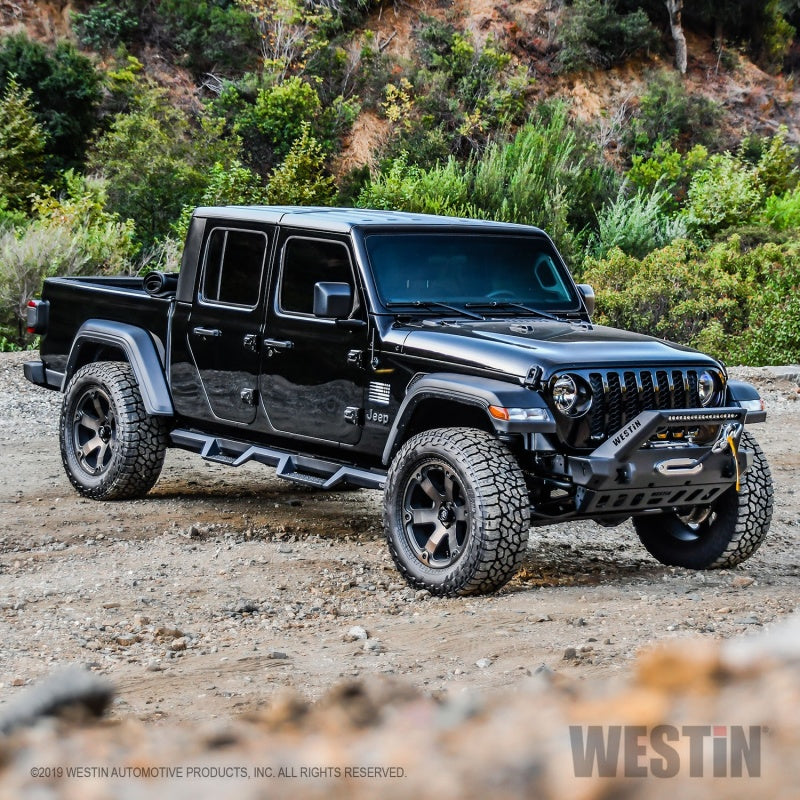 Westin 18-19 Jeep Wrangler JL Stubby Front Bumper - Textured Black - eliteracefab.com