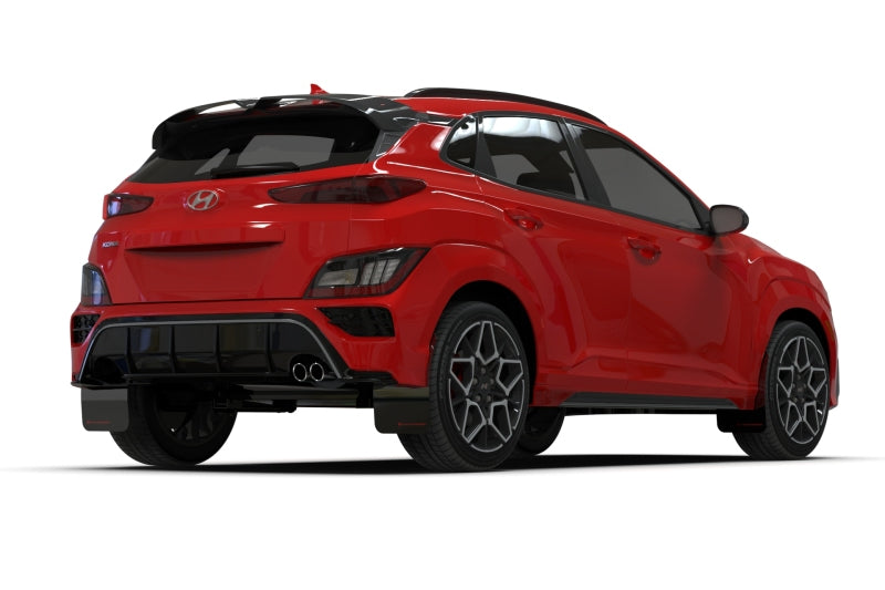 Rally Armor 2022 Hyundai Kona N Line Black UR Mud Flap w/ Grey Logo - eliteracefab.com