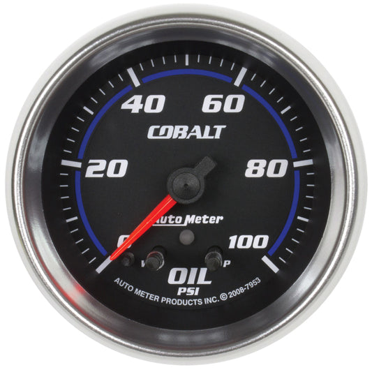 Autometer Cobalt Oil Pressure Gauge 2 5/8in 100PSI Stepper Motor w/ Peak and Warn 7953