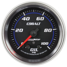 Load image into Gallery viewer, Autometer Cobalt Oil Pressure Gauge 2 5/8in 100PSI Stepper Motor w/ Peak and Warn