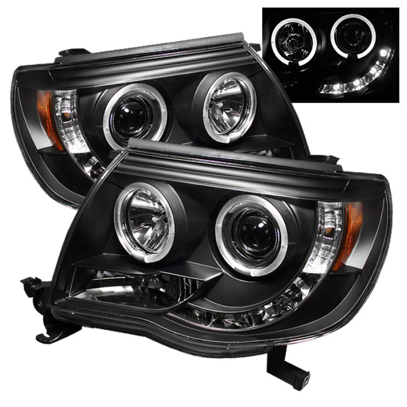 Spyder Toyota Tacoma 05-11 Projector Headlights LED Halo LED Black High H1 Low H1 PRO-YD-TT05-HL-BK - eliteracefab.com