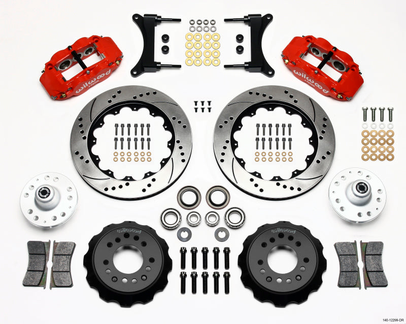 Wilwood Narrow Superlite 6R Front Hub Kit 14.00in Drill Red 79-87 GM G Body Wilwood