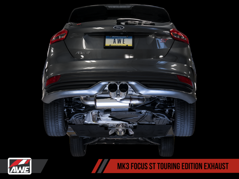 AWE Tuning Ford Focus ST Touring Edition Cat-back Exhaust - Non-Resonated - Chrome Silver Tips - eliteracefab.com