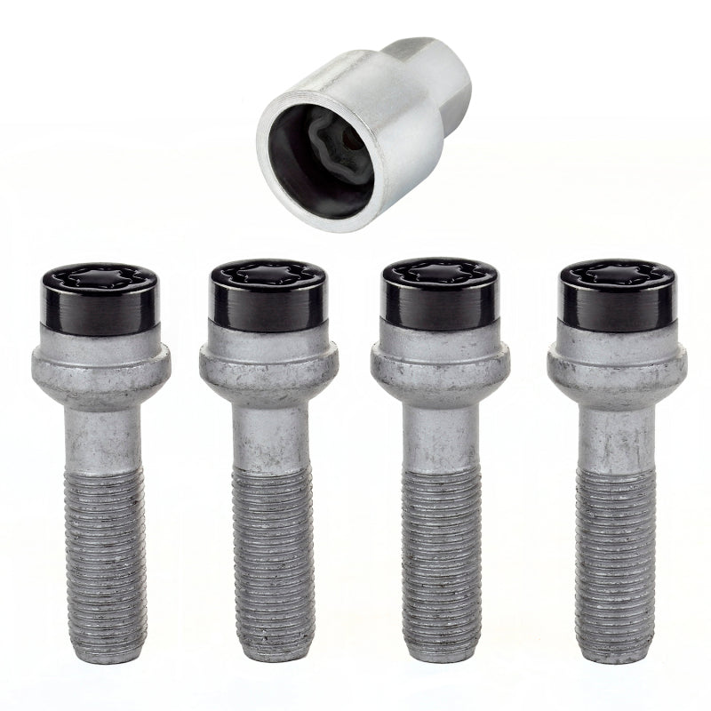 McGard Wheel Lock Bolt Set - 4pk. (Radius Seat) M14X1.5 / 17mm Hex / 45.0mm Shank Length - Black - eliteracefab.com