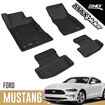 3D MAXpider 2015-2020 Ford Mustang Kagu 1st & 2nd Row Floormats - Black - eliteracefab.com