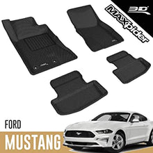 Load image into Gallery viewer, 3D MAXpider 2015-2020 Ford Mustang Kagu 1st &amp; 2nd Row Floormats - Black - eliteracefab.com