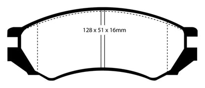 EBC 91-93 Nissan NX 2.0 (ABS) Yellowstuff Front Brake Pads - eliteracefab.com