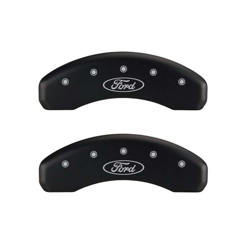 MGP 4 Caliper Covers Engraved Front & Rear Oval logo/Ford Red finish silver ch - eliteracefab.com