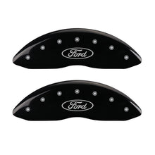 Load image into Gallery viewer, MGP Front set 2 Caliper Covers Engraved Front Oval logo/Ford Black finish silver ch MGP