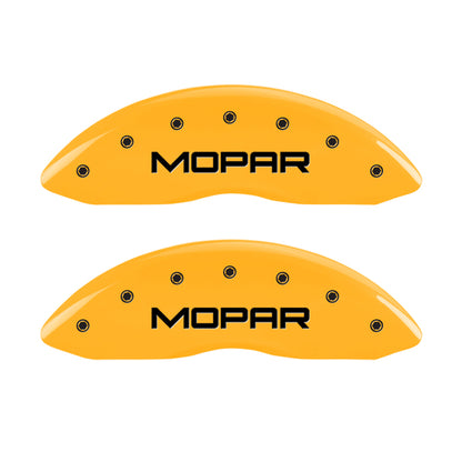 MGP 4 Caliper Covers Engraved Front & Rear Mopar Yellow Finish Black Char 2010 Dodge Ram 2500 MGP