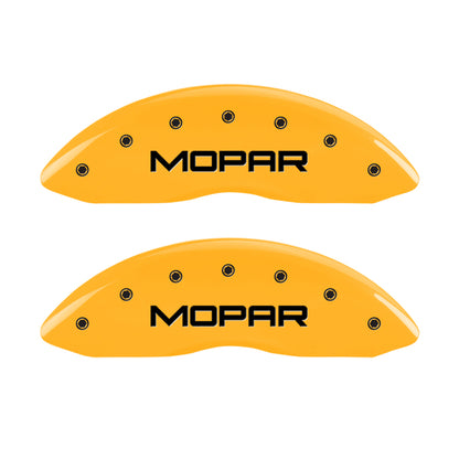 MGP 4 Caliper Covers Engraved Front & Rear Mopar Yellow Finish Black Char 2005 Chrysler 300 MGP