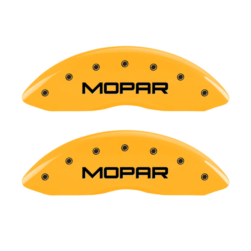 MGP 4 Caliper Covers Engraved Front & Rear Mopar Yellow Finish Black Char 2008 Chrysler Aspen MGP