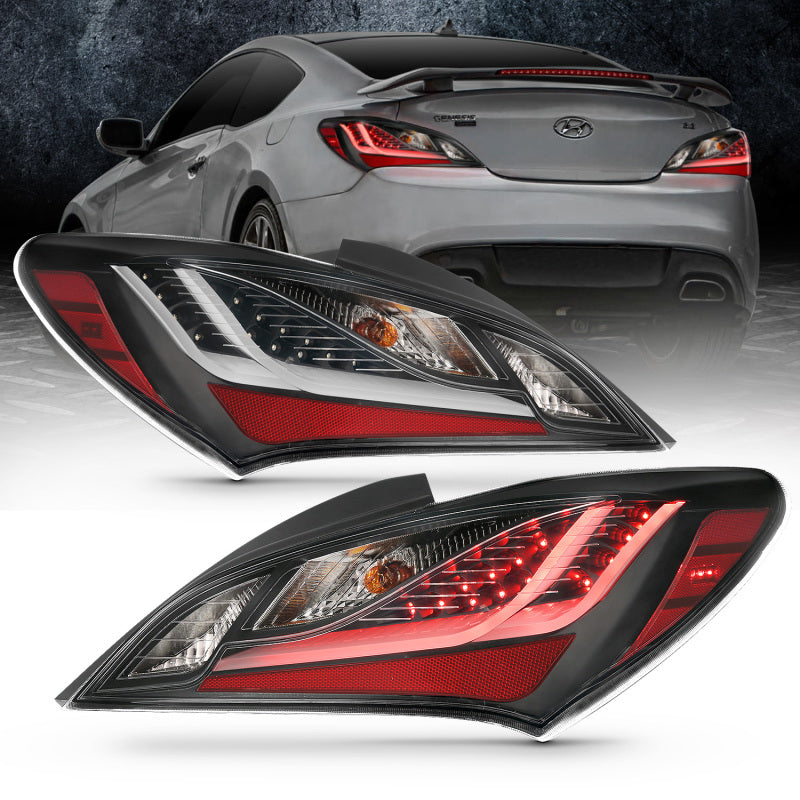 ANZO 10-13 Hyundai Genesis 2DR LED Taillights Smoke - eliteracefab.com