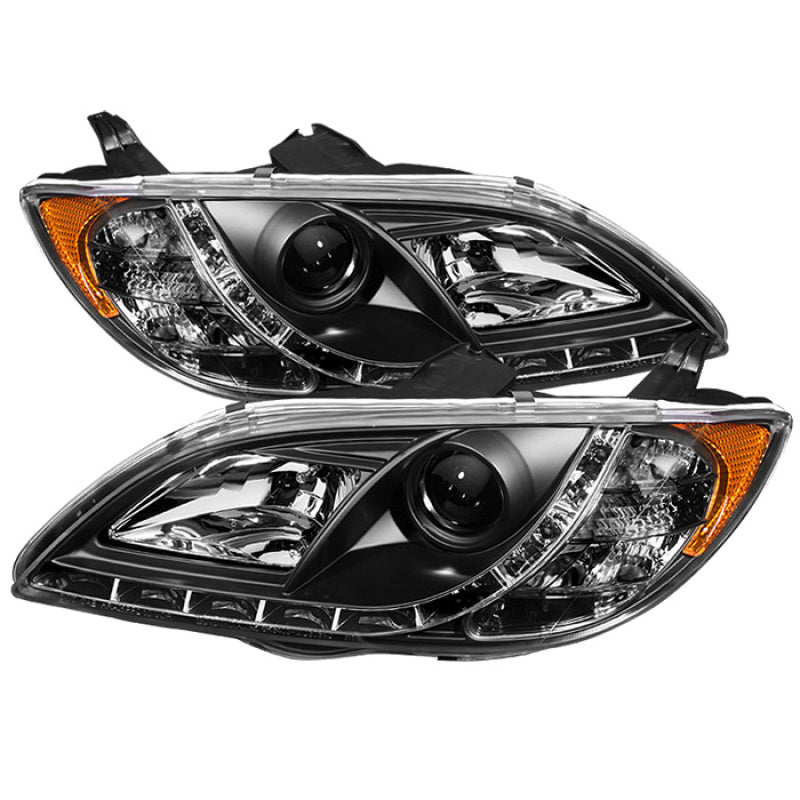 Spyder Mazda 3 04-08 4Dr Sedan Projector Headlights Halogen - DRL Blk PRO-YD-M304-DRL-BK - eliteracefab.com