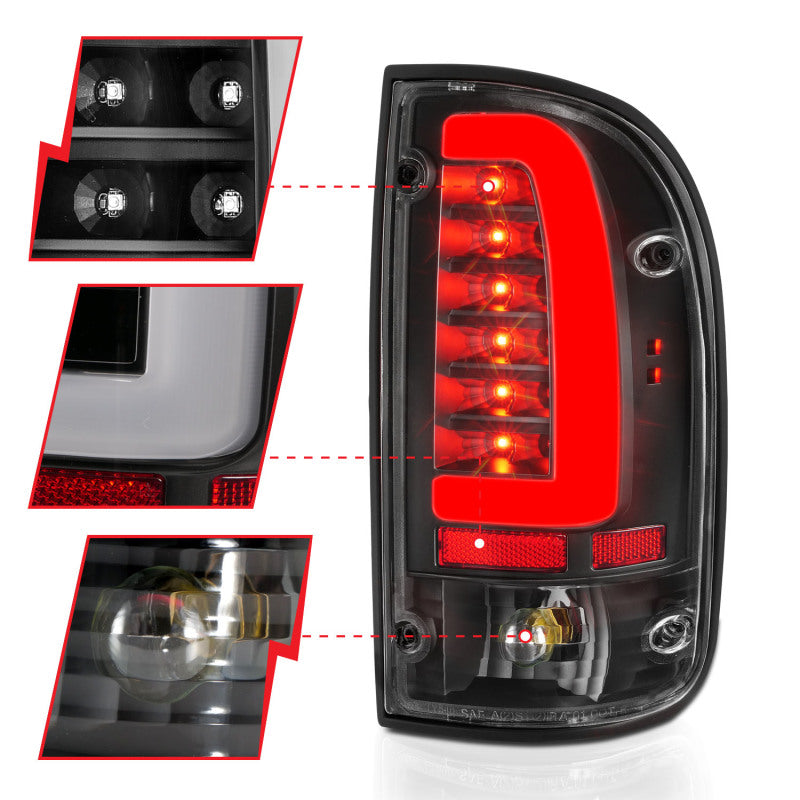 ANZO 1995-2004 Toyota Tacoma LED Taillights Black Housing Clear Lens (Pair) - eliteracefab.com