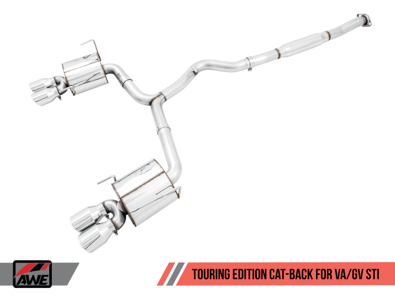 AWE Tuning Subaru STI VA / WRX GV / STI GV Sedan Touring Edition Exhaust - Diamond Black Tip (102mm) - eliteracefab.com