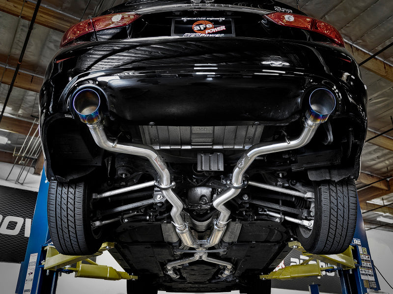 aFe Takeda 2.5in 304 SS Cat-Back Exhaust System w/ Blue Flame Tips 16-18 Infiniti Q50 V6-3.0L (tt) - eliteracefab.com