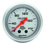 AutoMeter GAUGE; OIL PRESSURE; 2 1/16in.; 200PSI; MECHANICAL; ULTRA-LITE