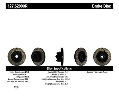 StopTech Slotted & Drilled Sport Brake Rotor Stoptech