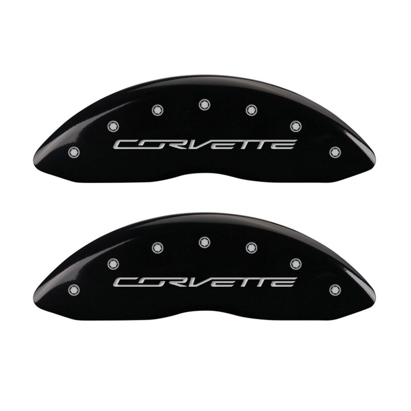 MGP 4 Caliper Covers Engraved Front & Rear C7/Corvette Black finish silver ch MGP