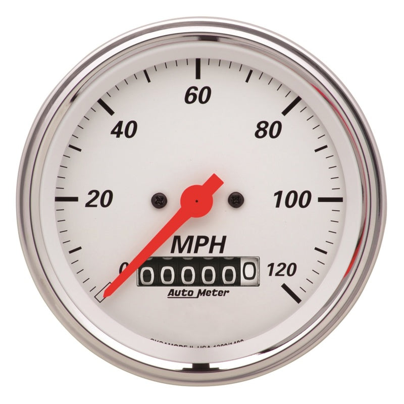Autometer Arctic White 3-3/8in Electric Speedometer with Wheel Odometer/ 2-1/16in Oil Pressure 1340