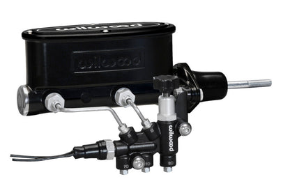 Wilwood HV Tandem M/C Kit w L/H Bracket & Prop Valve - 7/8in Bore Black-W/Pushrod - eliteracefab.com