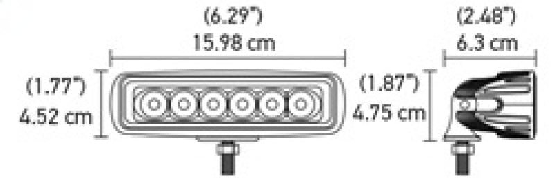 Hella Value Fit Mini 6in LED Light Bar - Flood Beam Pedestal - eliteracefab.com