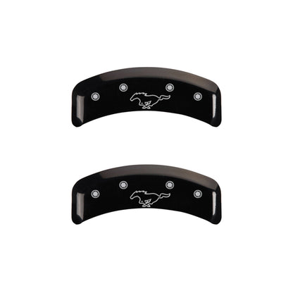 MGP 4 Caliper Covers Engraved Front Mustang Engraved Rear Pony Black finish silver ch MGP