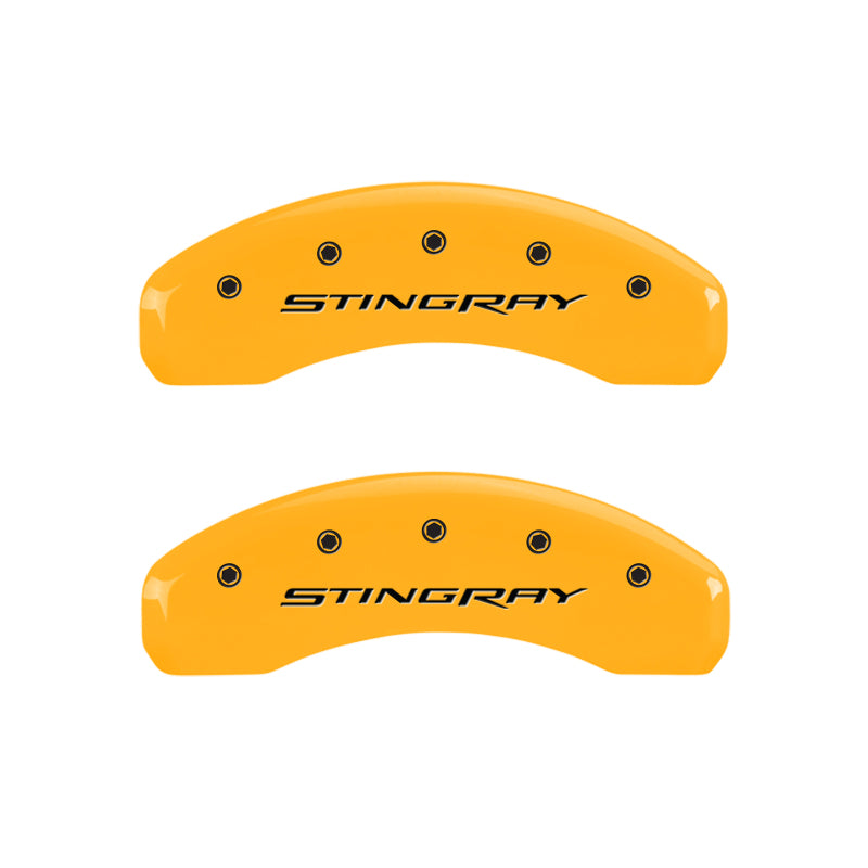 MGP 4 Caliper Covers Engraved Front & Rear Stingray Yellow finish black ch MGP