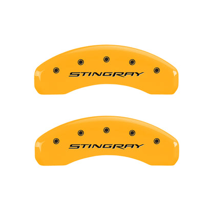 MGP 4 Caliper Covers Engraved Front & Rear Stingray Yellow finish black ch MGP