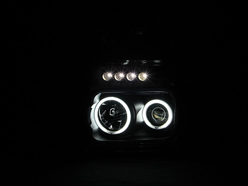 ANZO USA Ford F-250 / F-350 / F-450 Super Duty Projector Headlights W/ Halo Black Ccfl; 2008-201 - eliteracefab.com