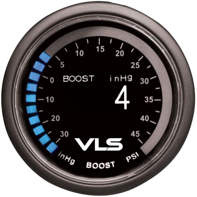 Revel VLS 52mm 30inHg-45PSI Digital OLED Boost Gauge - eliteracefab.com