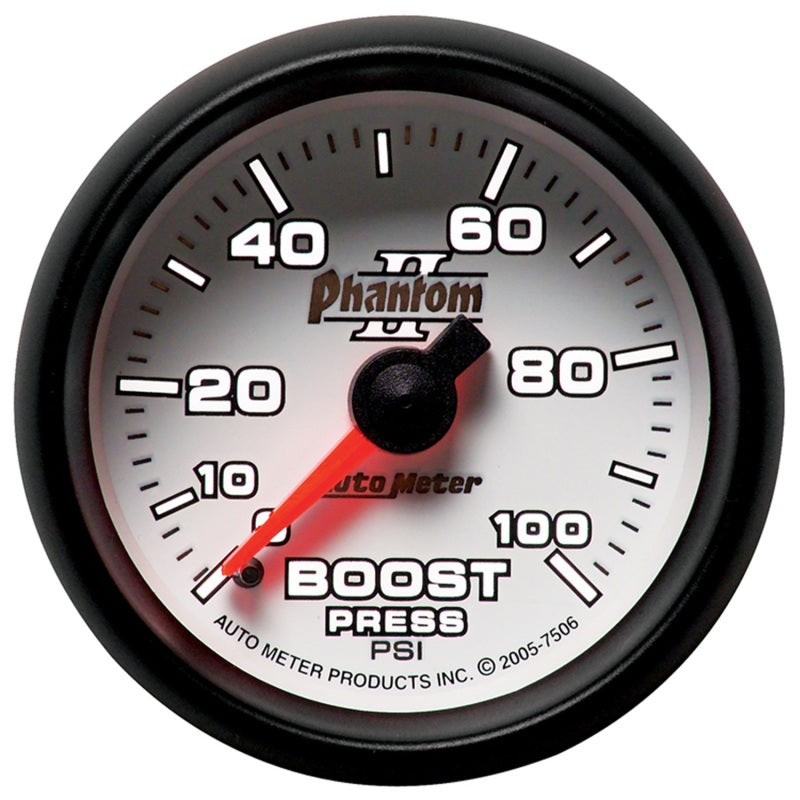 Autometer Phantom II 52.4mm Mechanical 0-100psi Boost Gauge 7506