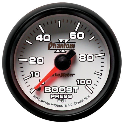 Autometer Phantom II 52.4mm Mechanical 0-100psi Boost Gauge 7506