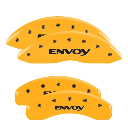 MGP 4 Caliper Covers Engraved Front & Rear Envoy Yellow Finish Black Char 2009 GMC Envoy MGP