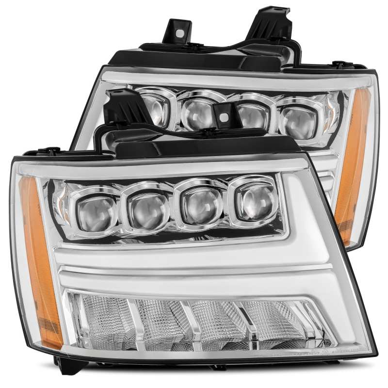 AlphaRex 07-13 Chevy Avalanche NOVA LED Proj Headlights Plank Style Design Chrome w/Activ Light/DRL - eliteracefab.com