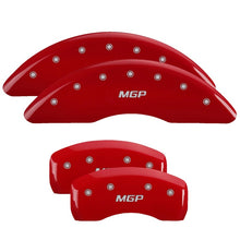 Load image into Gallery viewer, MGP 4 Caliper Covers Engraved Front &amp; Rear 300 Red finish silver ch - eliteracefab.com