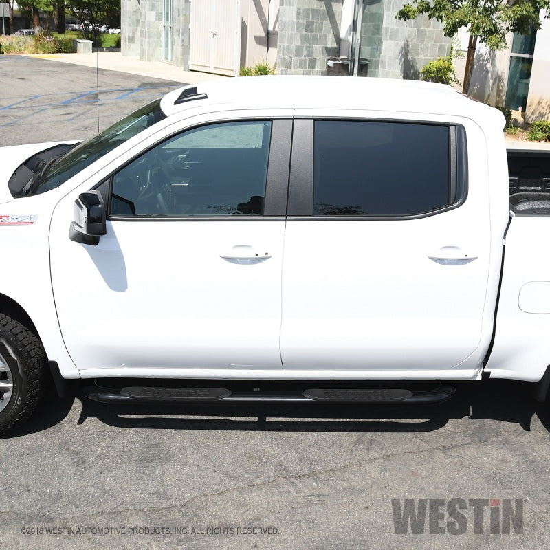 Westin 2019 Chevrolet Silverado/Sierra 1500 Crew Cab Platinum 4 Oval Nerf Step Bars - Black - eliteracefab.com