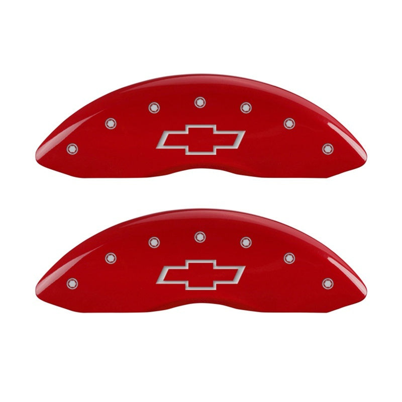 MGP Front set 2 Caliper Covers Engraved Front Bowtie Red finish silver ch MGP