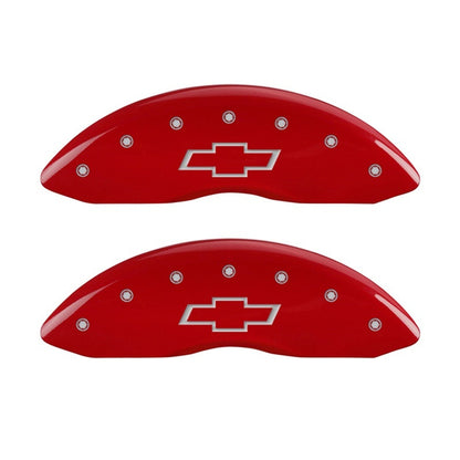 MGP Front set 2 Caliper Covers Engraved Front Bowtie Red finish silver ch MGP