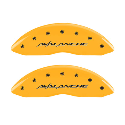 MGP 4 Caliper Covers Engraved Front & Rear Avalanche Yellow finish black ch MGP