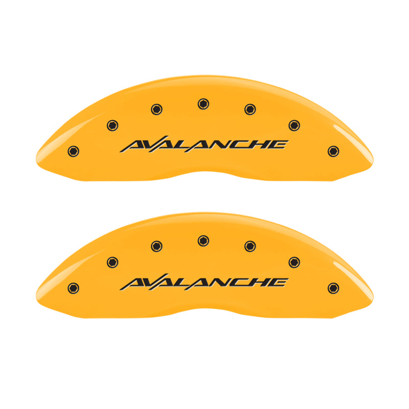 MGP 4 Caliper Covers Engraved Front & Rear Avalanche Yellow finish black ch MGP