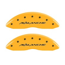 Load image into Gallery viewer, MGP 4 Caliper Covers Engraved Front &amp; Rear Avalanche Yellow finish black ch MGP