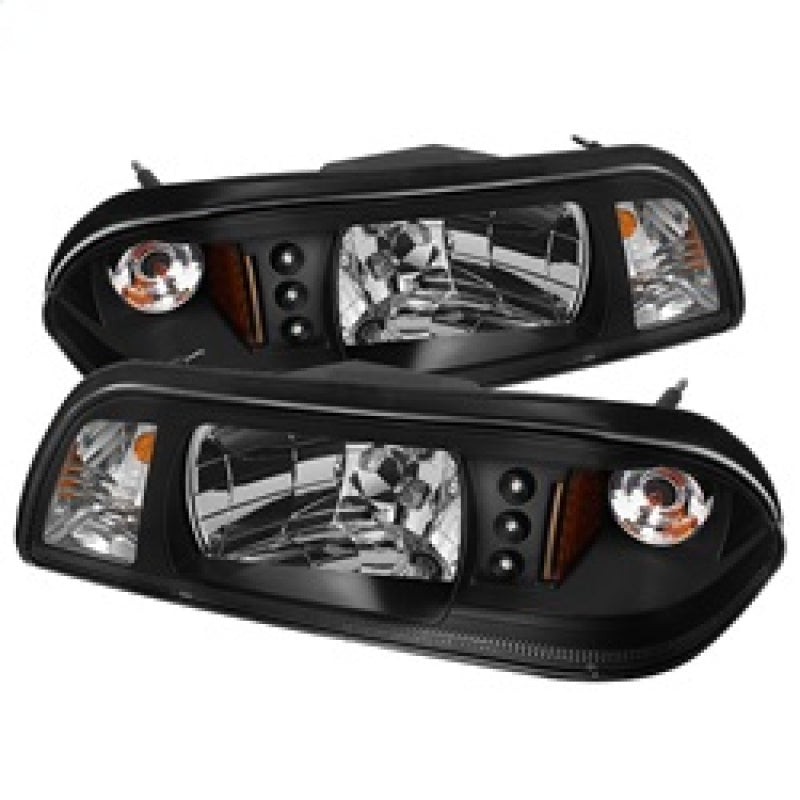 Spyder Ford Mustang 87-93 1PC LED (Replaceable LEDs)Crystal Headlights Black HD-YD-FM87-1PC-LED-BK - eliteracefab.com